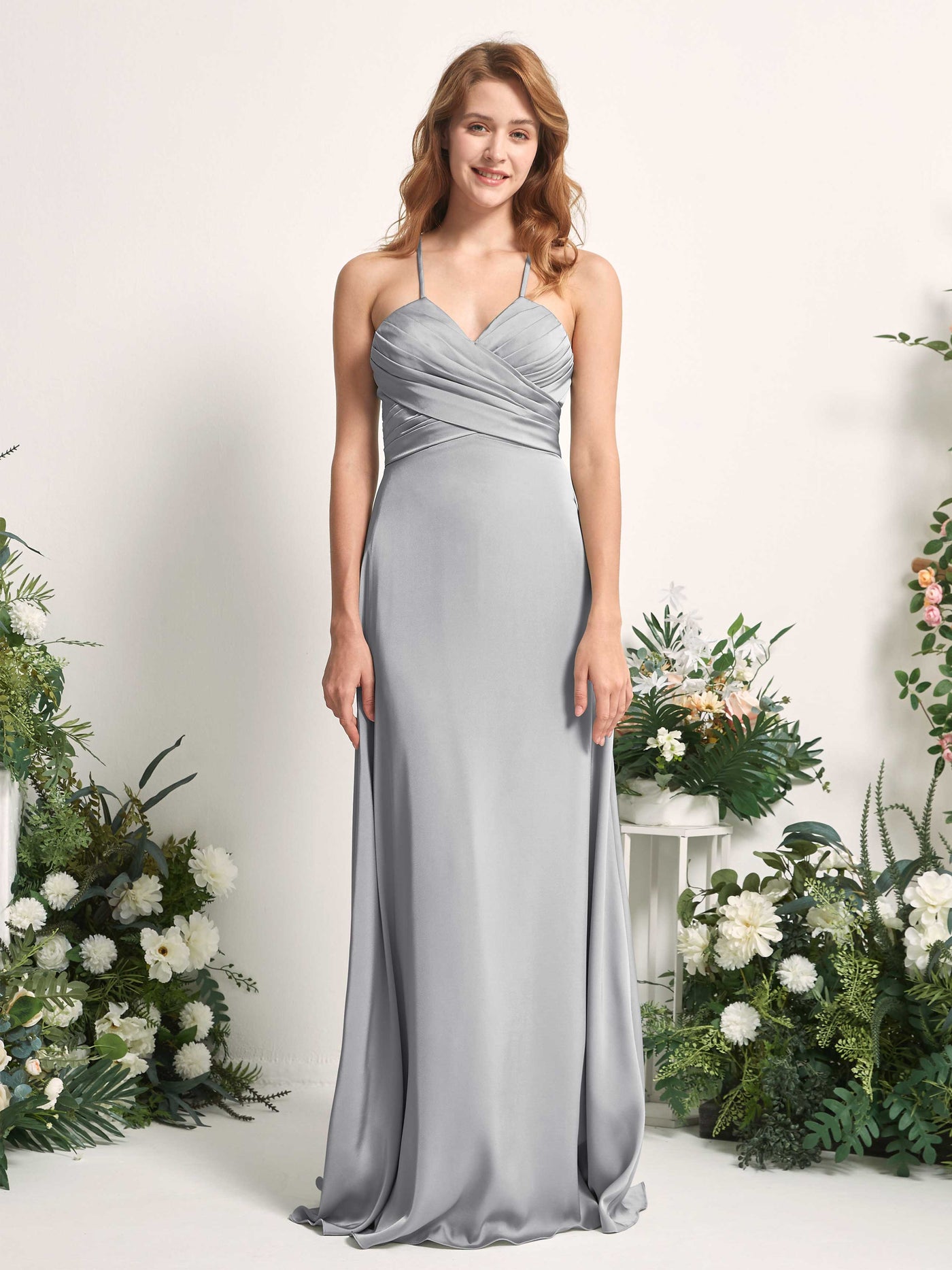 Dove Bridesmaid Dresses Bridesmaid Dress A-line Satin Spaghetti-straps Full Length Sleeveless Wedding Party Dress (80225711)#color_dove
