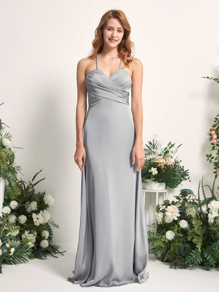 Dove Bridesmaid Dresses Bridesmaid Dress A-line Satin Spaghetti-straps Full Length Sleeveless Wedding Party Dress (80225711)