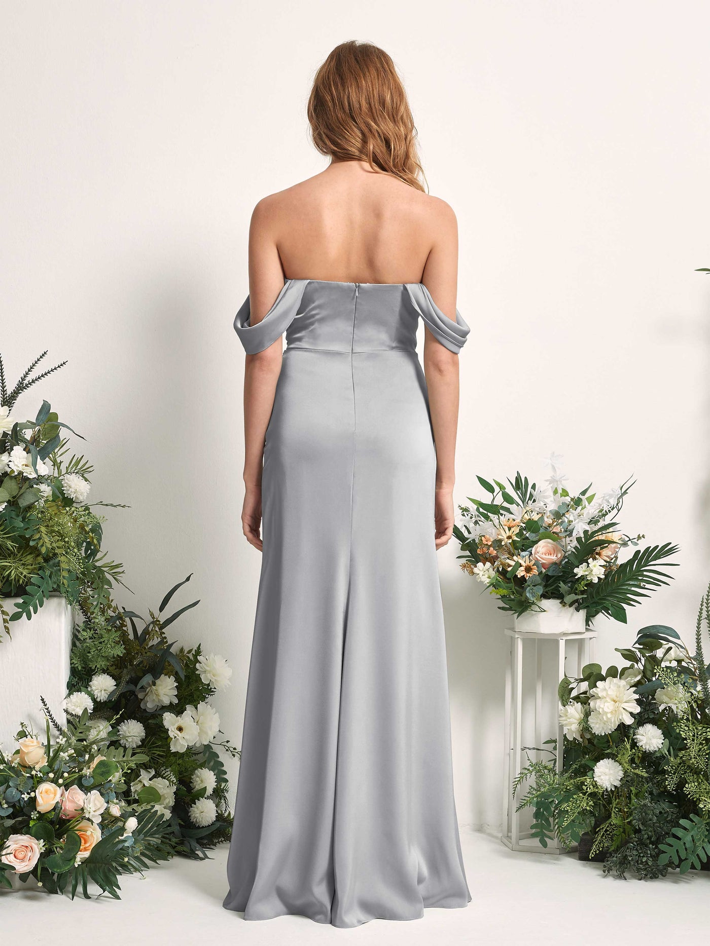 Dove Bridesmaid Dresses Bridesmaid Dress A-line Satin Off Shoulder Full Length Sleeveless Wedding Party Dress (80225211)#color_dove