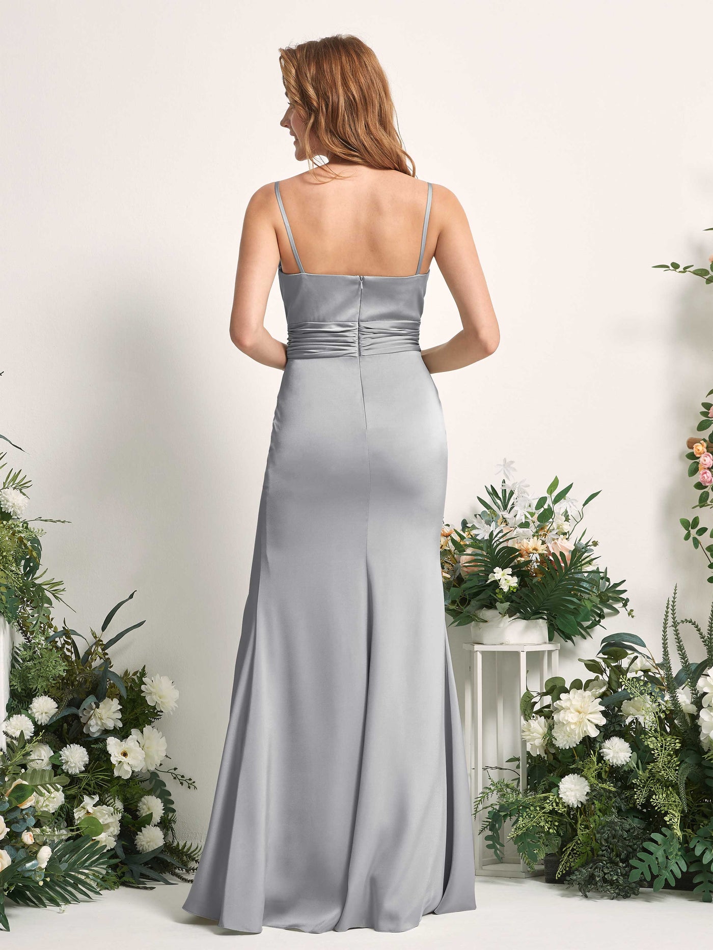Dove Bridesmaid Dresses Bridesmaid Dress Mermaid/Trumpet Satin Spaghetti-straps Full Length Sleeveless Wedding Party Dress (80226311)#color_dove