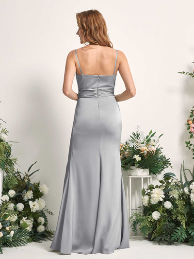Carlyna Faye Mermaid Dove Satin Bridesmaid Dress Maxi Sleeveless Sweetheart Dress Back View #color_dove