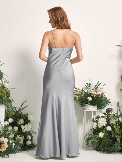 Carlyna Miranda Mermaid Dove Satin Bridesmaid Dress Maxi Sleeveless Cowl Neck Dress Back View #color_dove