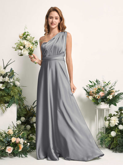 Carlyna Mirabelle Convertible Steel Gray Satin Bridesmaid Dress Maxi Sleeveless Sweetheart Dress Side View 7 #color_steel-gray