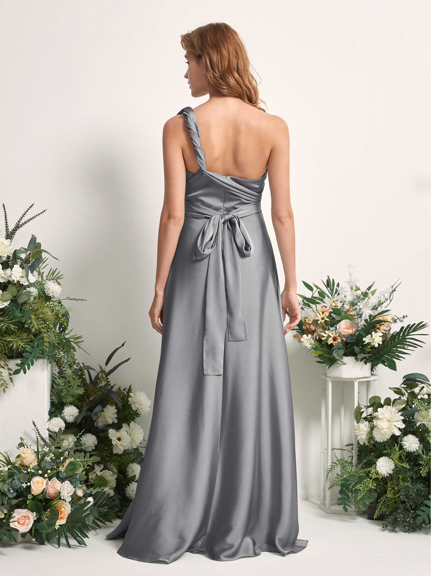 convertible satin dress Infinite Strapless Open Back Satin Convertible Maxi Dress TAUPE / XS by Sugarlips