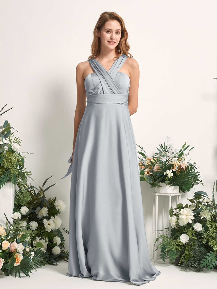 Baby Blue Bridesmaid Dresses Bridesmaid Dress A-line Satin Halter Full Length Short Sleeves Wedding Party Dress (81226401)
