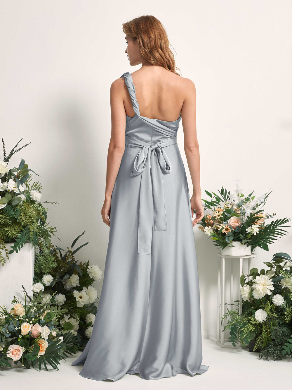gray and blue bridesmaid dresses Dusty Blue Chiffon Long Sleeves Bridesmaid Dresses, BD133 main image 0
