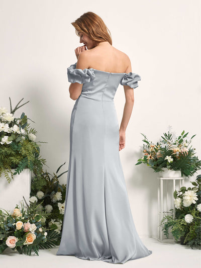 Carlyna Bianca Sheath Baby Blue Satin Bridesmaid Dress Maxi Sleeveless Cowl Neck Dress Back View #color_baby-blue