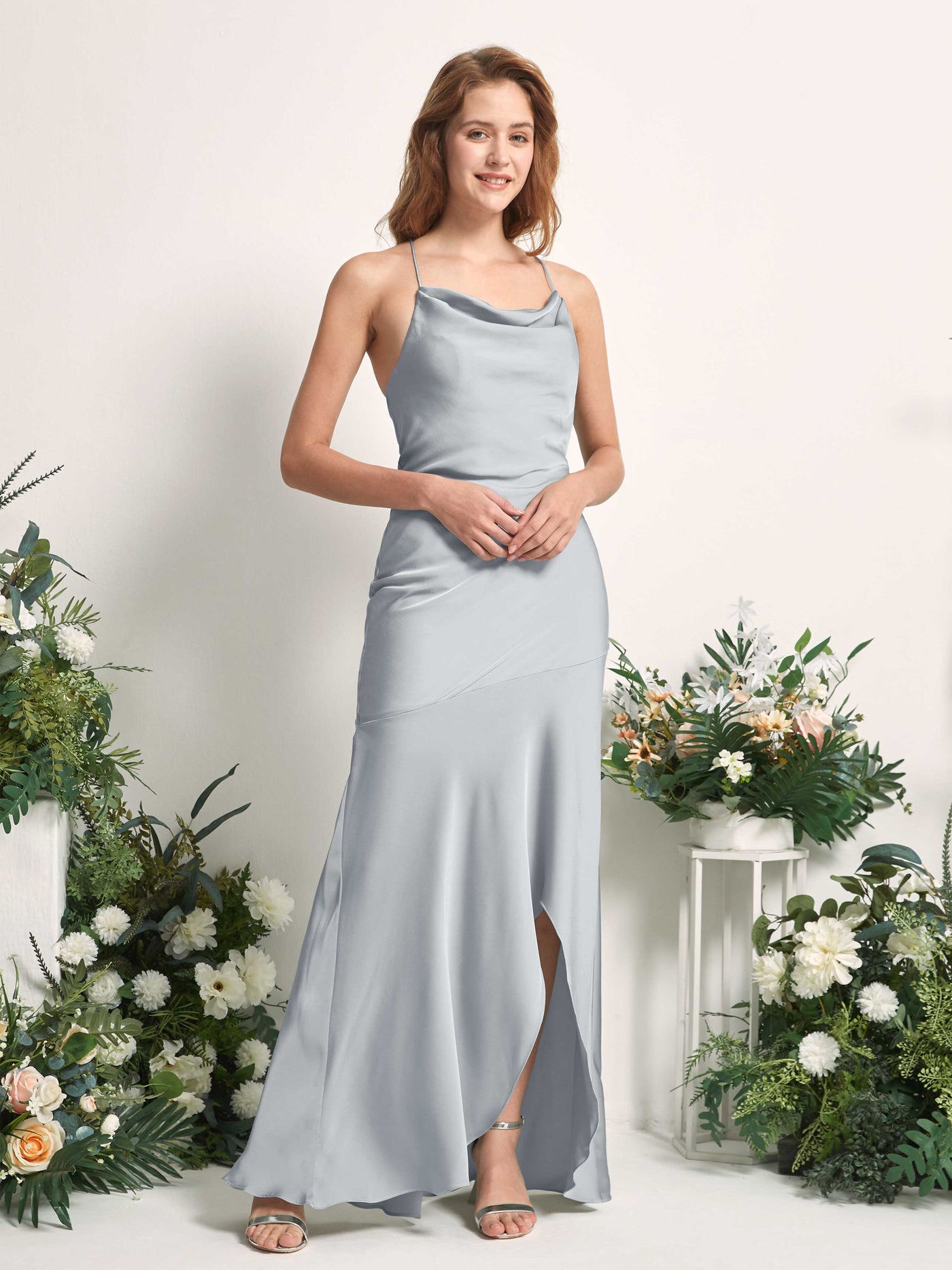 Baby Blue Bridesmaid Dresses Bridesmaid Dress Mermaid/Trumpet Satin Spaghetti-straps High Low Sleeveless Wedding Party Dress (80226101)#color_baby-blue