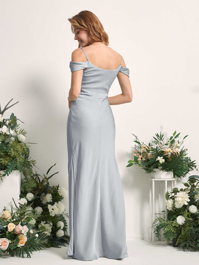 Carlyna Alexis Mermaid Baby Blue Satin Bridesmaid Dress Maxi Sleeveless Cowl Neck Dress Back View #color_baby-blue