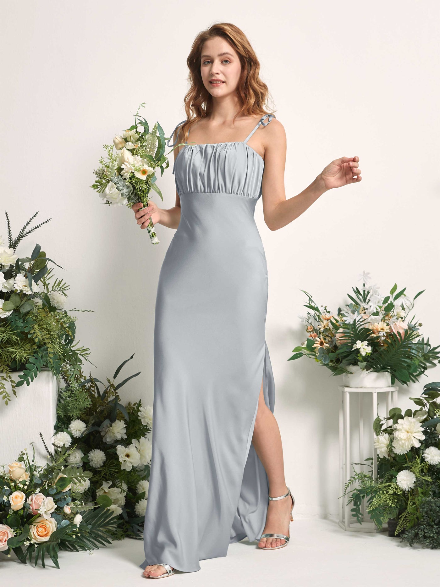 Baby Blue Bridesmaid Dresses Bridesmaid Dress Mermaid/Trumpet Satin Spaghetti-straps Full Length Sleeveless Wedding Party Dress (80225401)#color_baby-blue