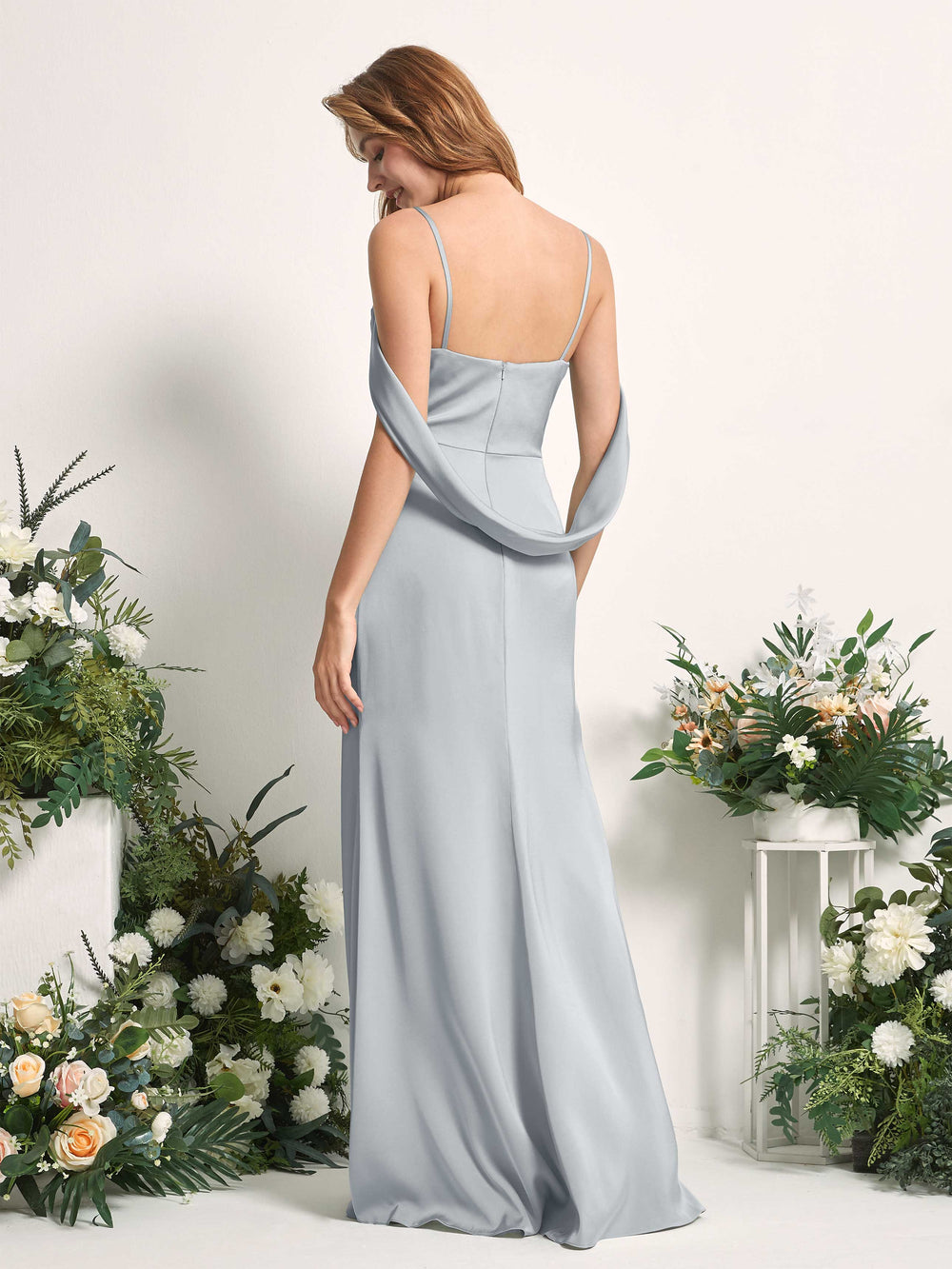 navy blue dress for baby girl Azazie Jesaphine Sky Blue Metallic Satin Bridesmaid Dresses main image 0