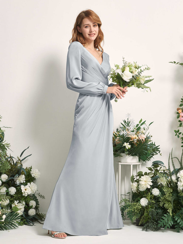Canary Satin V-Neck Bridesmaid Dress Mermaid Floor-Length | Carlyna Canary Satin V-Neck Bridesmaid Dress Mermaid Floor-Length | Carlyna