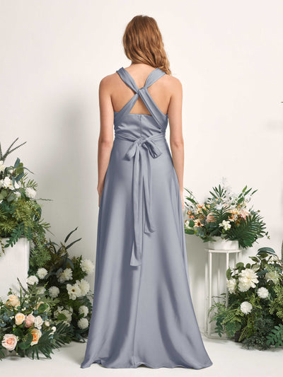 Carlyna Mirabelle Convertible Dusty Blue Satin Bridesmaid Dress Maxi Sleeveless Sweetheart Dress Side View 3 #color_dusty-blue