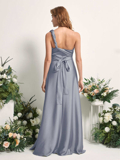 Carlyna Mirabelle Convertible Dusty Blue Satin Bridesmaid Dress Maxi Sleeveless Sweetheart Dress Back View #color_dusty-blue