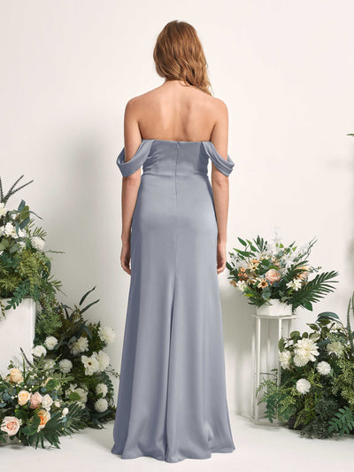 Carlyna Bridget Mermaid Dusty Blue Satin Bridesmaid Dress Maxi Sleeveless Sweetheart Dress Back View #color_dusty-blue