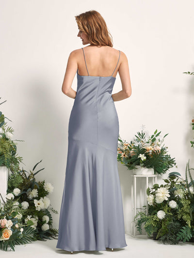 Carlyna Miranda Mermaid Dusty Blue Satin Bridesmaid Dress Maxi Sleeveless Cowl Neck Dress Back View #color_dusty-blue