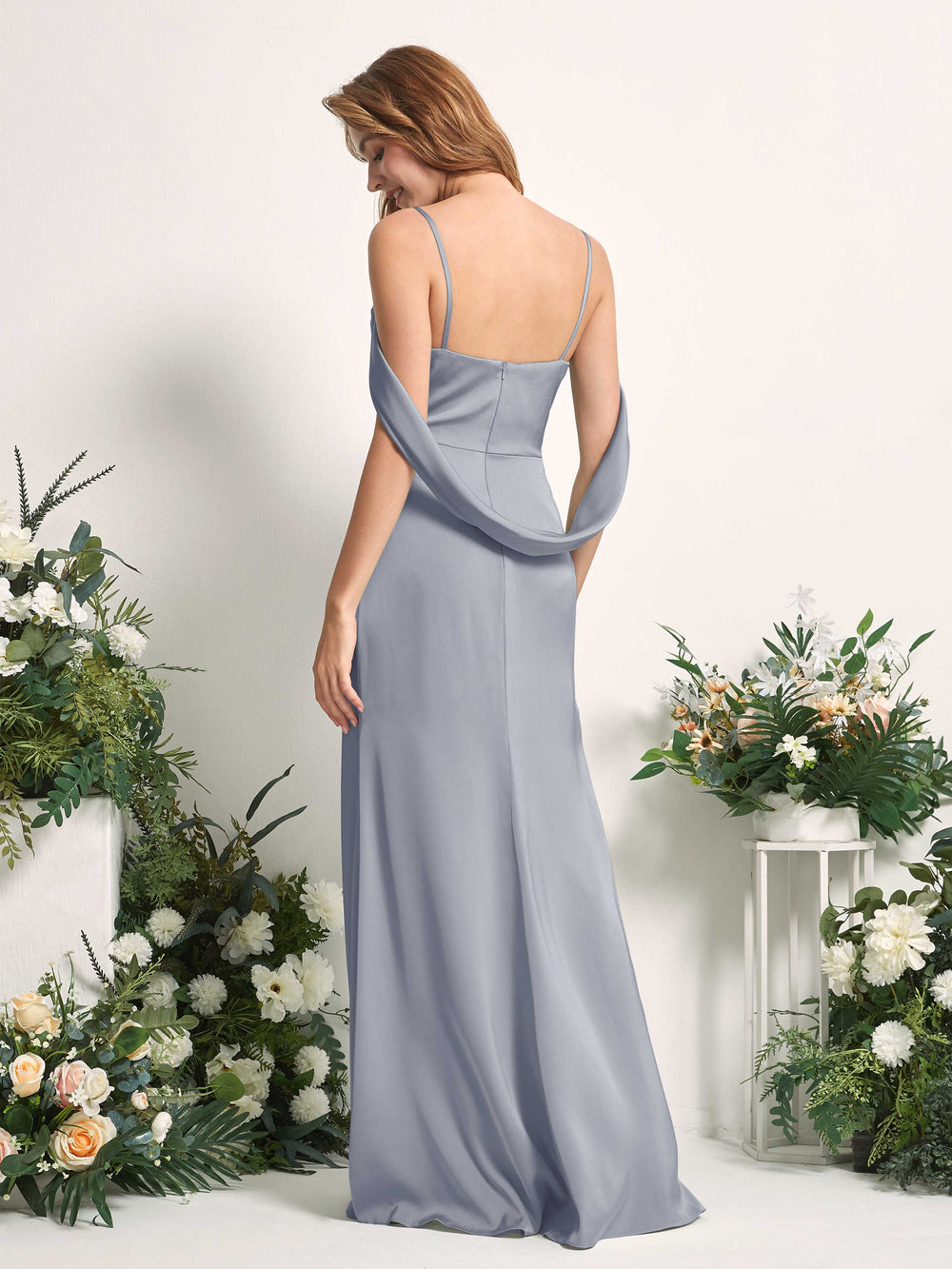 satin dusty blue bridesmaid dresses Dress Shiny Size 0X and elegant seasonal celebrations Dusty Blue Satin Bridesmaid Dresses
