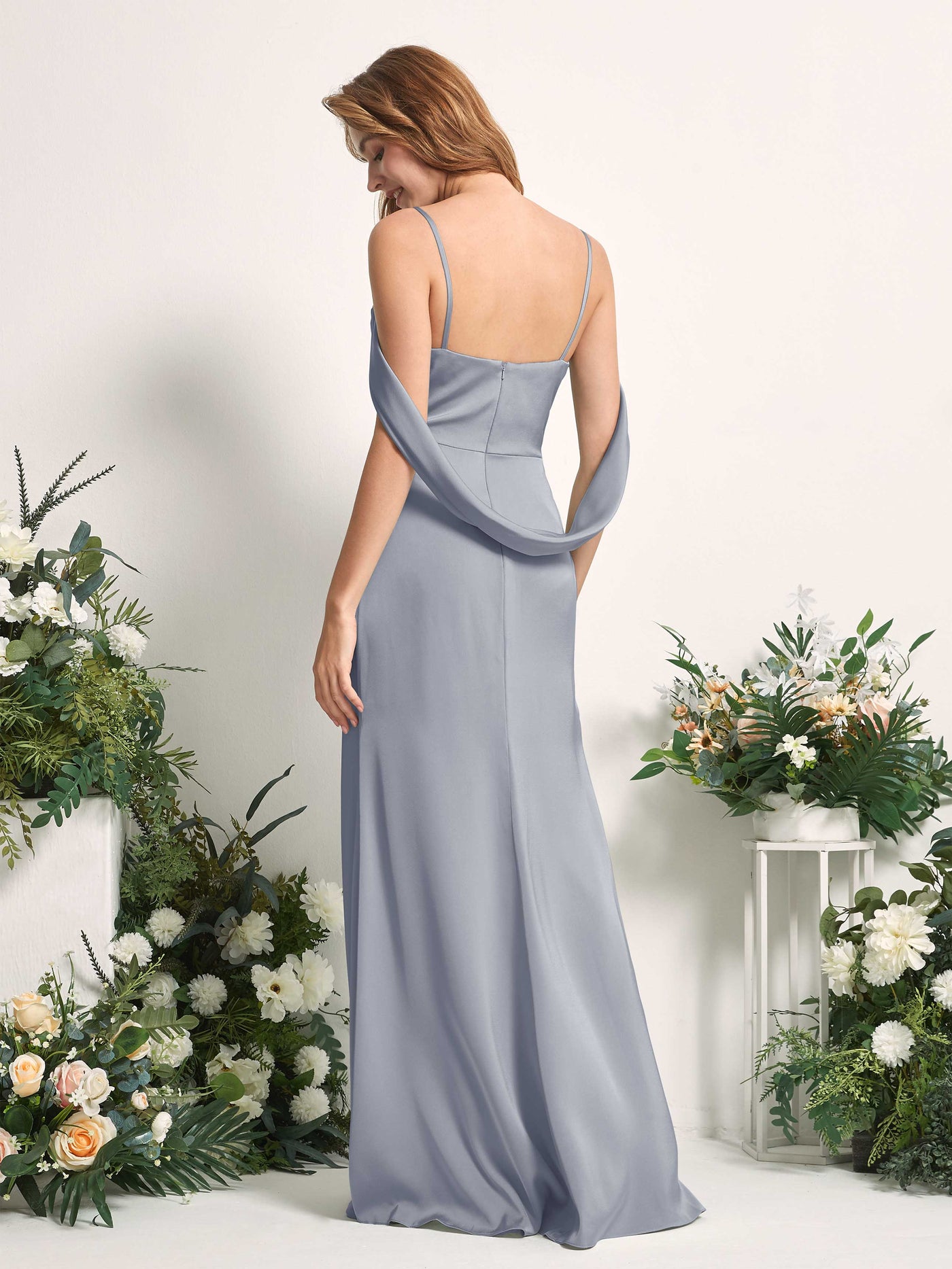 Dusty Blue Bridesmaid Dresses Bridesmaid Dress Mermaid/Trumpet Satin Off Shoulder Full Length Sleeveless Wedding Party Dress (80226078)#color_dusty-blue