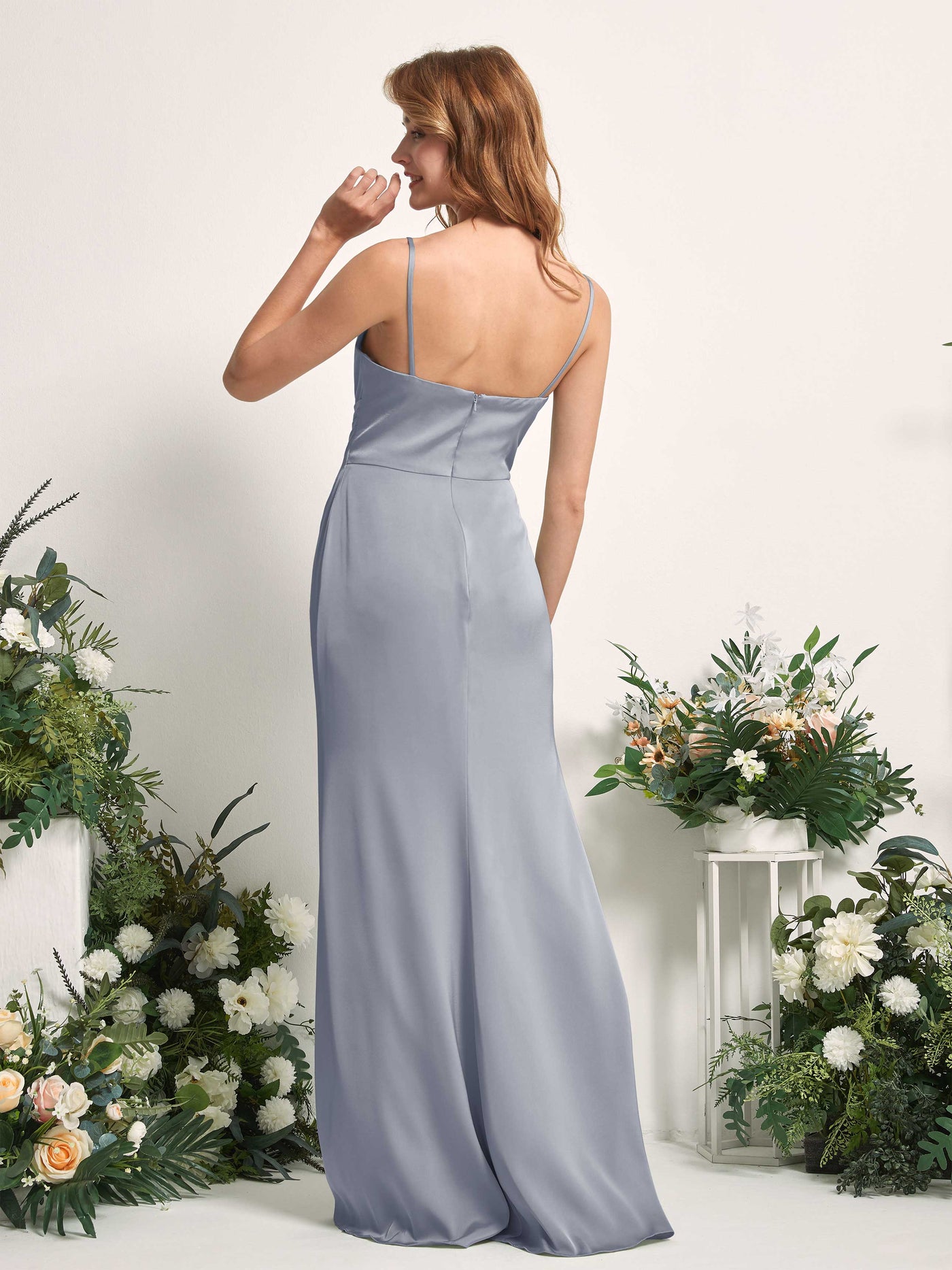 Dusty Rose Satin Bridesmaid Dress Mermaid Maxi V-Neck | Carlyna Dusty Rose Satin Bridesmaid Dress Mermaid Maxi V-Neck | Carlyna