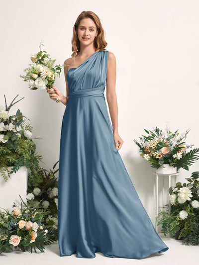 Carlyna Mirabelle Convertible Ink blue Satin Bridesmaid Dress Maxi Sleeveless Sweetheart Dress Side View 7 #color_ink-blue