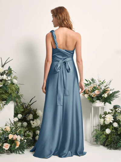 Carlyna Mirabelle Convertible Ink blue Satin Bridesmaid Dress Maxi Sleeveless Sweetheart Dress Back View #color_ink-blue