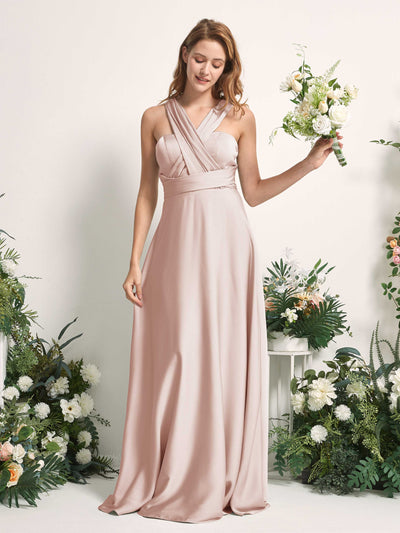Carlyna Mirabelle Convertible Pearl Pink Satin Bridesmaid Dress Maxi Sleeveless Sweetheart Dress Side View 2 #color_pearl-pink