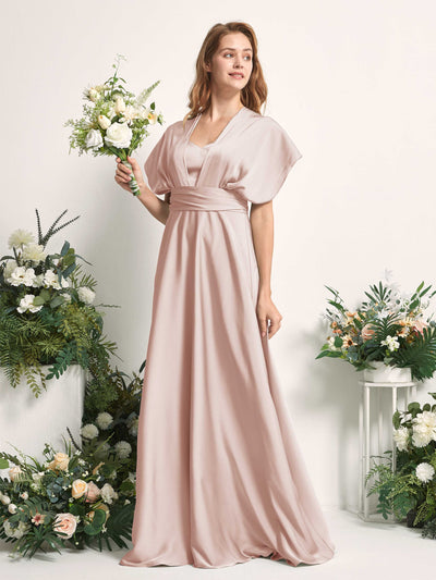 Carlyna Mirabelle Convertible Pearl Pink Satin Bridesmaid Dress Maxi Sleeveless Sweetheart Dress Side View 5 #color_pearl-pink