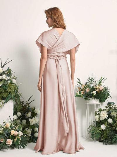Carlyna Mirabelle Convertible Pearl Pink Satin Bridesmaid Dress Maxi Sleeveless Sweetheart Dress Side View 6 #color_pearl-pink