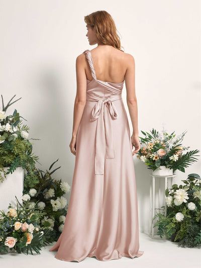 Carlyna Mirabelle Convertible Pearl Pink Satin Bridesmaid Dress Maxi Sleeveless Sweetheart Dress Back View #color_pearl-pink