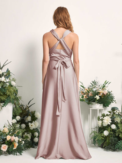 Carlyna Mirabelle Convertible Dusty Rose Satin Bridesmaid Dress Maxi Sleeveless Sweetheart Dress Side View 3 #color_dusty-rose
