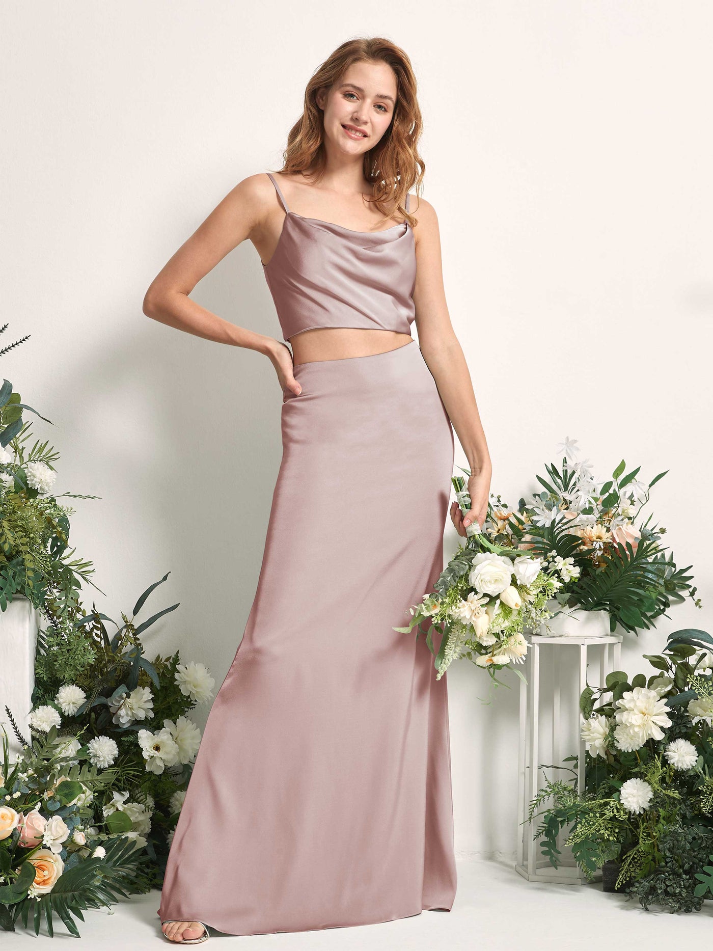 Dusty Rose Bridesmaid Dresses Bridesmaid Dress Mermaid/Trumpet Satin Spaghetti-straps Full Length Sleeveless Wedding Party Dress (80226254)#color_dusty-rose