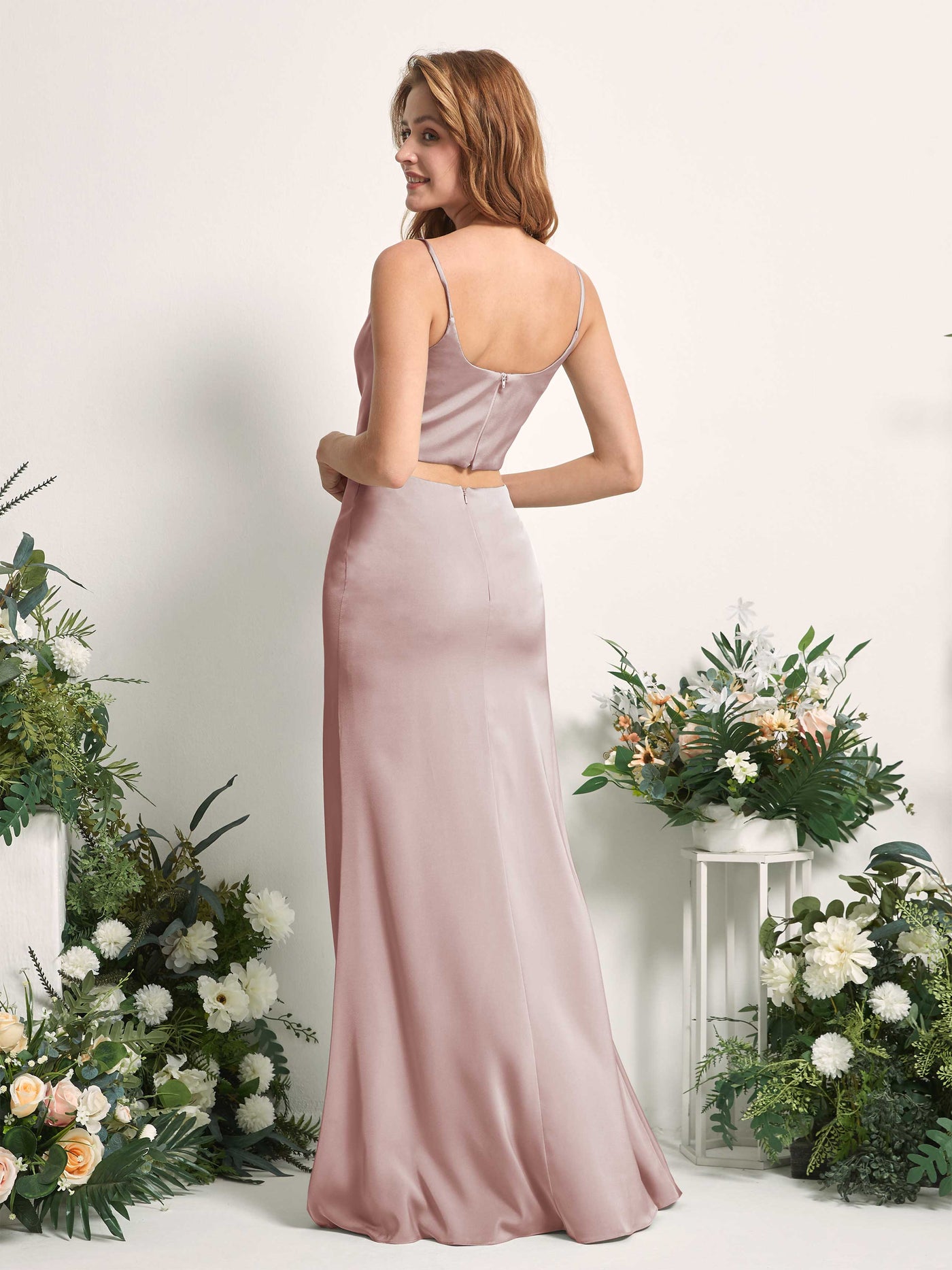 Dusty Rose Bridesmaid Dresses Bridesmaid Dress Mermaid/Trumpet Satin Spaghetti-straps Full Length Sleeveless Wedding Party Dress (80226254)#color_dusty-rose
