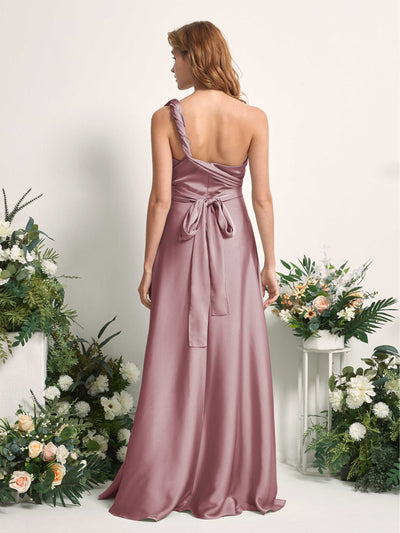 Carlyna Mirabelle Convertible Rose Quartz Satin Bridesmaid Dress Maxi Sleeveless Sweetheart Dress Back View #color_rose-quartz