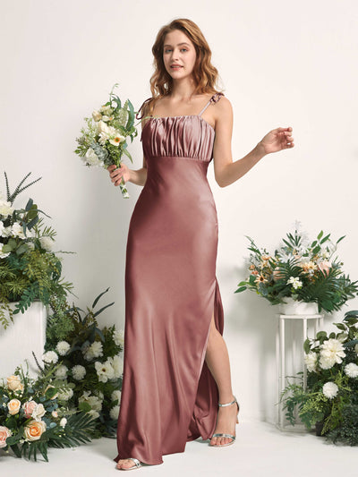 Carlyna Avery Mermaid Desert Rose Satin Bridesmaid Dress Maxi Sleeveless Sweetheart Dress Side View 2 #color_desert-rose
