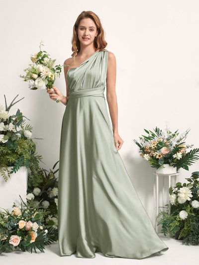 Carlyna Mirabelle Convertible Sage Green Satin Bridesmaid Dress Maxi Sleeveless Sweetheart Dress Side View 7 #color_sage-green