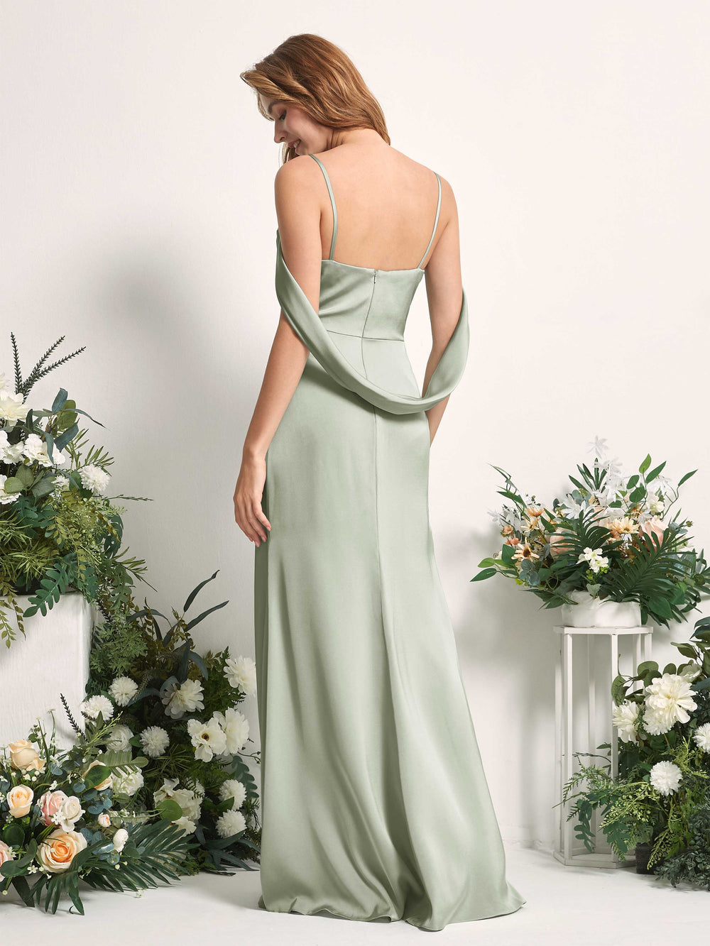 light sage green bridesmaid dresses Ever-Pretty A-Line Pleated Chiffon Tie-Waist Evening Dress