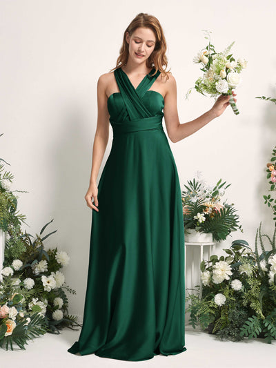 Carlyna Mirabelle Convertible Hunter Green Satin Bridesmaid Dress Maxi Sleeveless Sweetheart Dress Side View 2 #color_hunter-green