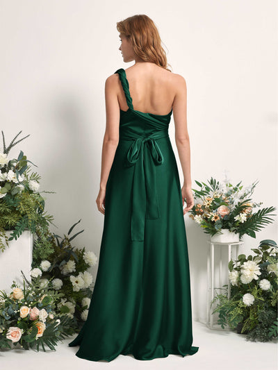 Carlyna Mirabelle Convertible Hunter Green Satin Bridesmaid Dress Maxi Sleeveless Sweetheart Dress Back View #color_hunter-green