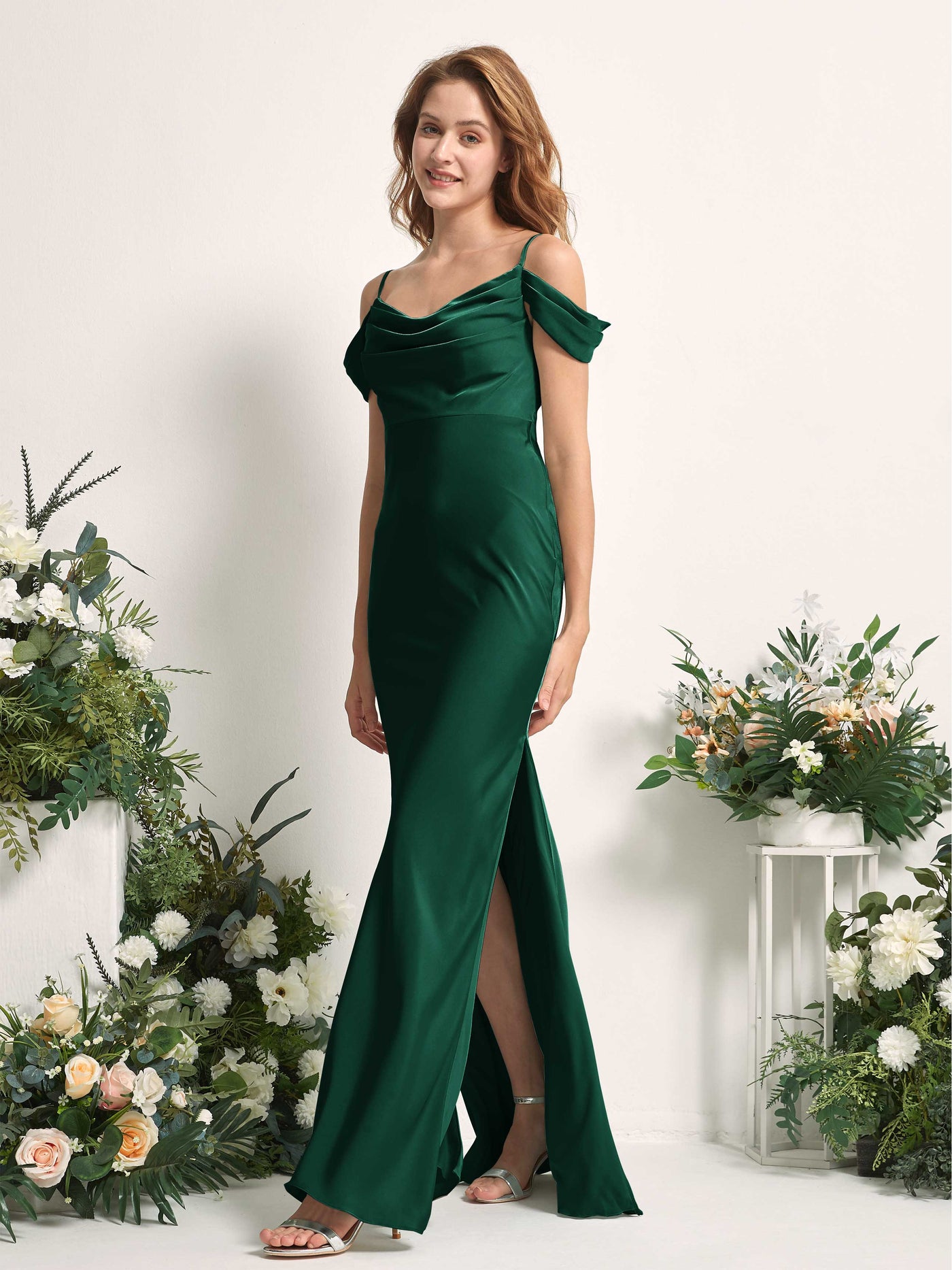 Hunter Green Bridesmaid Dresses Bridesmaid Dress Mermaid/Trumpet Satin Off Shoulder Full Length Sleeveless Wedding Party Dress (80225329)#color_hunter-green