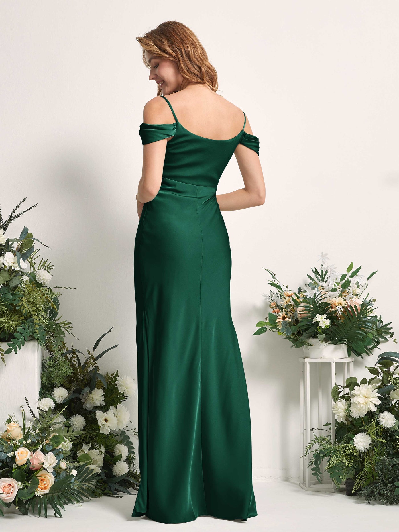 Hunter Green Bridesmaid Dresses Bridesmaid Dress Mermaid/Trumpet Satin Off Shoulder Full Length Sleeveless Wedding Party Dress (80225329)#color_hunter-green