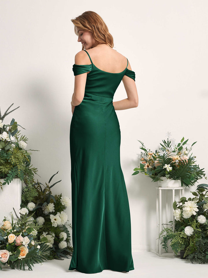 Green Olive Satin Bridesmaid Dress Mermaid Maxi Off-the-Shoulder | Carlyna Green Olive Satin Bridesmaid Dress Mermaid Maxi Off-the-Shoulder | Carlyna