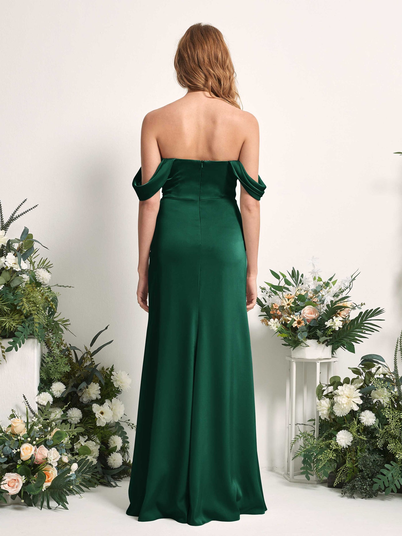 Hunter Green Bridesmaid Dresses Bridesmaid Dress A-line Satin Off Shoulder Full Length Sleeveless Wedding Party Dress (80225229)#color_hunter-green