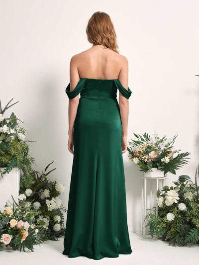 Carlyna Bridget Mermaid Hunter Green Satin Bridesmaid Dress Maxi Sleeveless Sweetheart Dress Back View #color_hunter-green