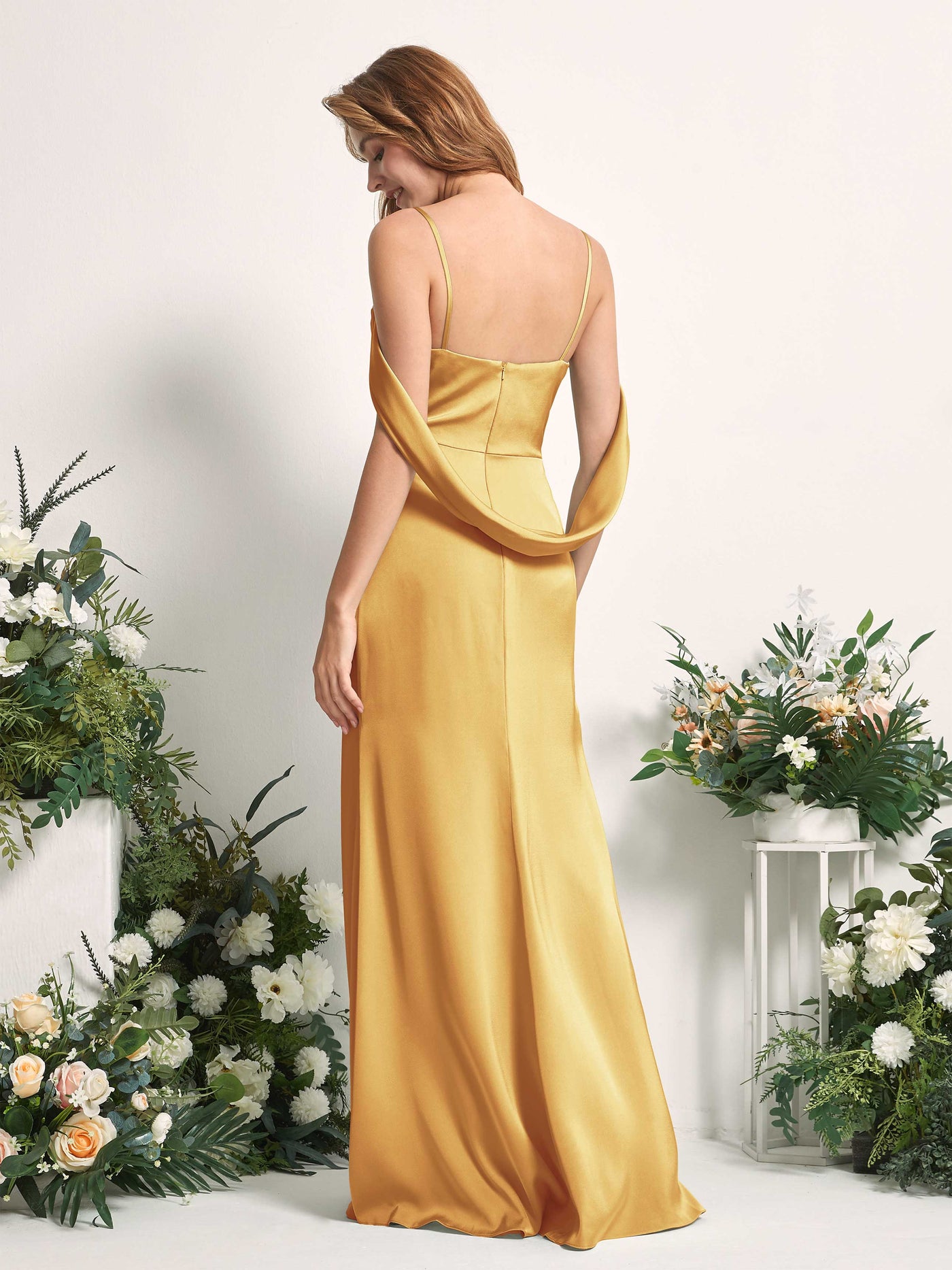 Canary Bridesmaid Dresses Bridesmaid Dress Mermaid/Trumpet Satin Off Shoulder Full Length Sleeveless Wedding Party Dress (80226031)#color_canary