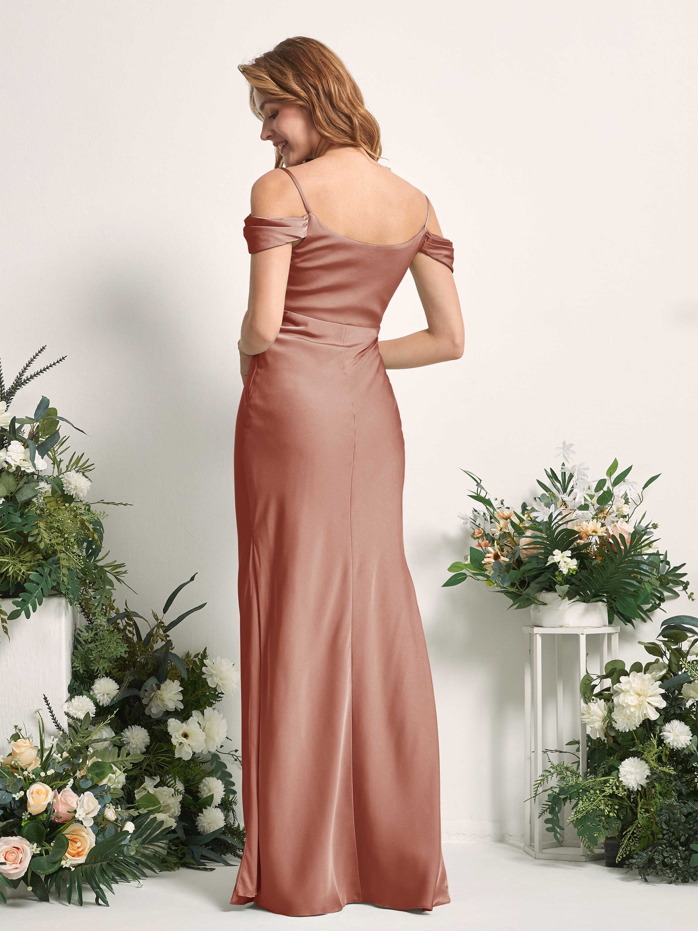 Raw Sienna Bridesmaid Dresses Bridesmaid Dress Mermaid/Trumpet Satin Off Shoulder Full Length Sleeveless Wedding Party Dress (80225315)#color_raw-sienna