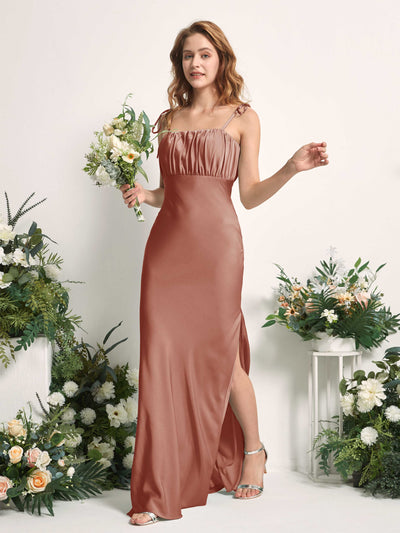 Carlyna Avery Mermaid Raw Sienna Satin Bridesmaid Dress Maxi Sleeveless Sweetheart Dress Side View 2 #color_raw-sienna