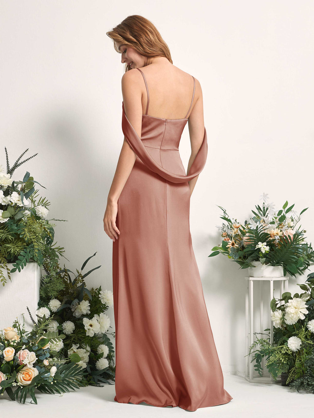 blue dress for baby girl Flowy Satin V-neckline A-line Sienna Bridesmaids or Evening Gown BD105 –  Sparkly Gowns main image 1
