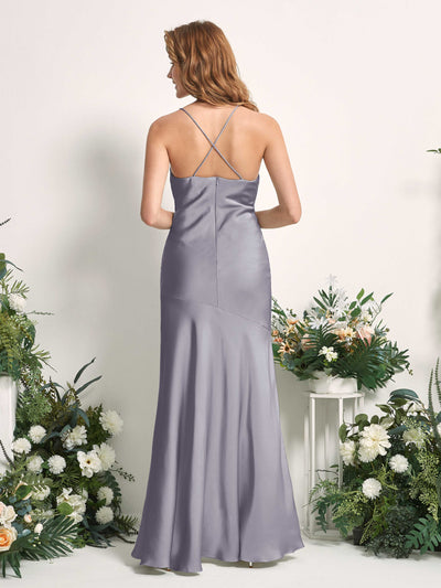 Carlyna Florence Mermaid Purple Haze Satin Bridesmaid Dress Maxi Sleeveless Cowl Neck Dress Back View #color_purple-haze