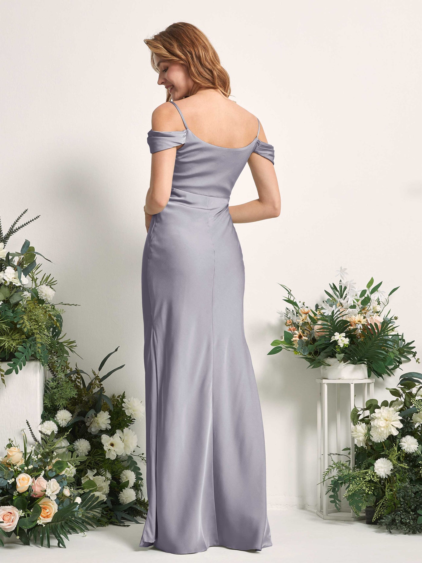 Purple Haze Bridesmaid Dresses Bridesmaid Dress Mermaid/Trumpet Satin Off Shoulder Full Length Sleeveless Wedding Party Dress (80225350)#color_purple-haze