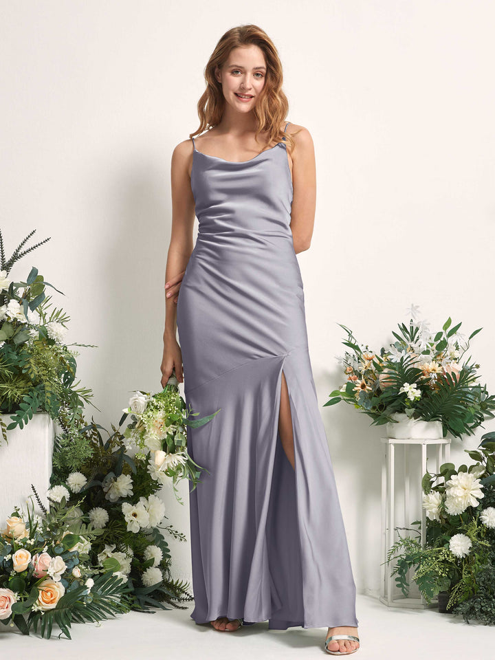 Purple Haze Bridesmaid Dresses Bridesmaid Dress Mermaid/Trumpet Satin Spaghetti-straps Full Length Sleeveless Wedding Party Dress (80225650)